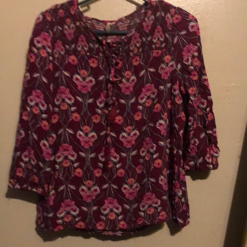 Red and Pink boho top